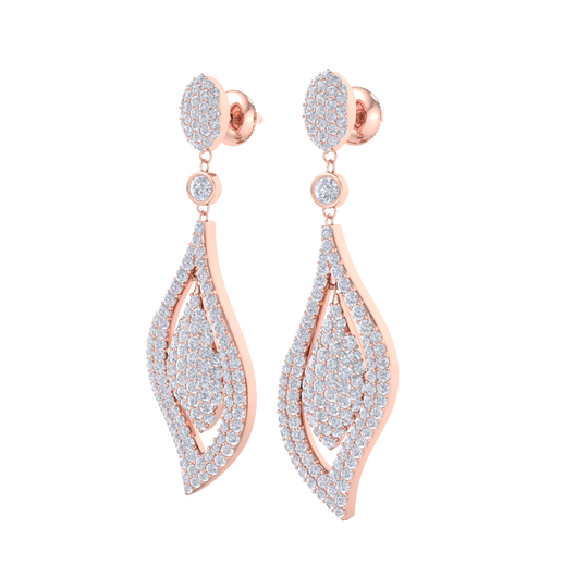 Teardrop earrings in rose gold with white diamonds of 1.08 ct in weight