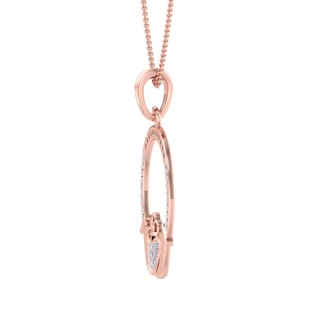 Love pendant in yellow gold with white diamonds in yellow gold with white diamonds of 0.19 ct in weight