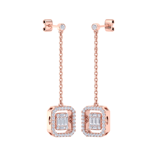Diamond drop earrings in rose gold with white diamonds of 0.69 ct in weight
