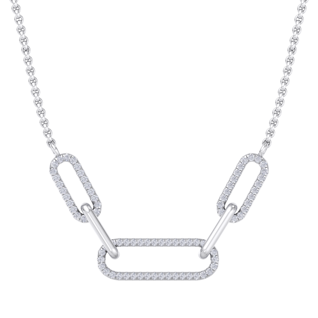 Diamond chain link necklace in white gold with white diamonds of 0.33 ct in weight