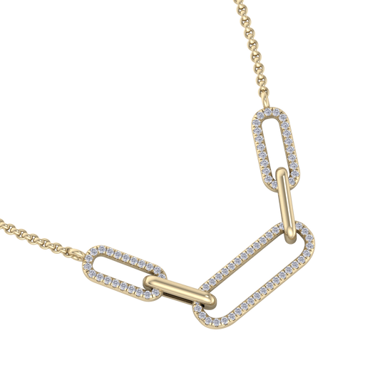 Diamond chain link necklace in yellow gold with white diamonds of 0.33 ct in weight