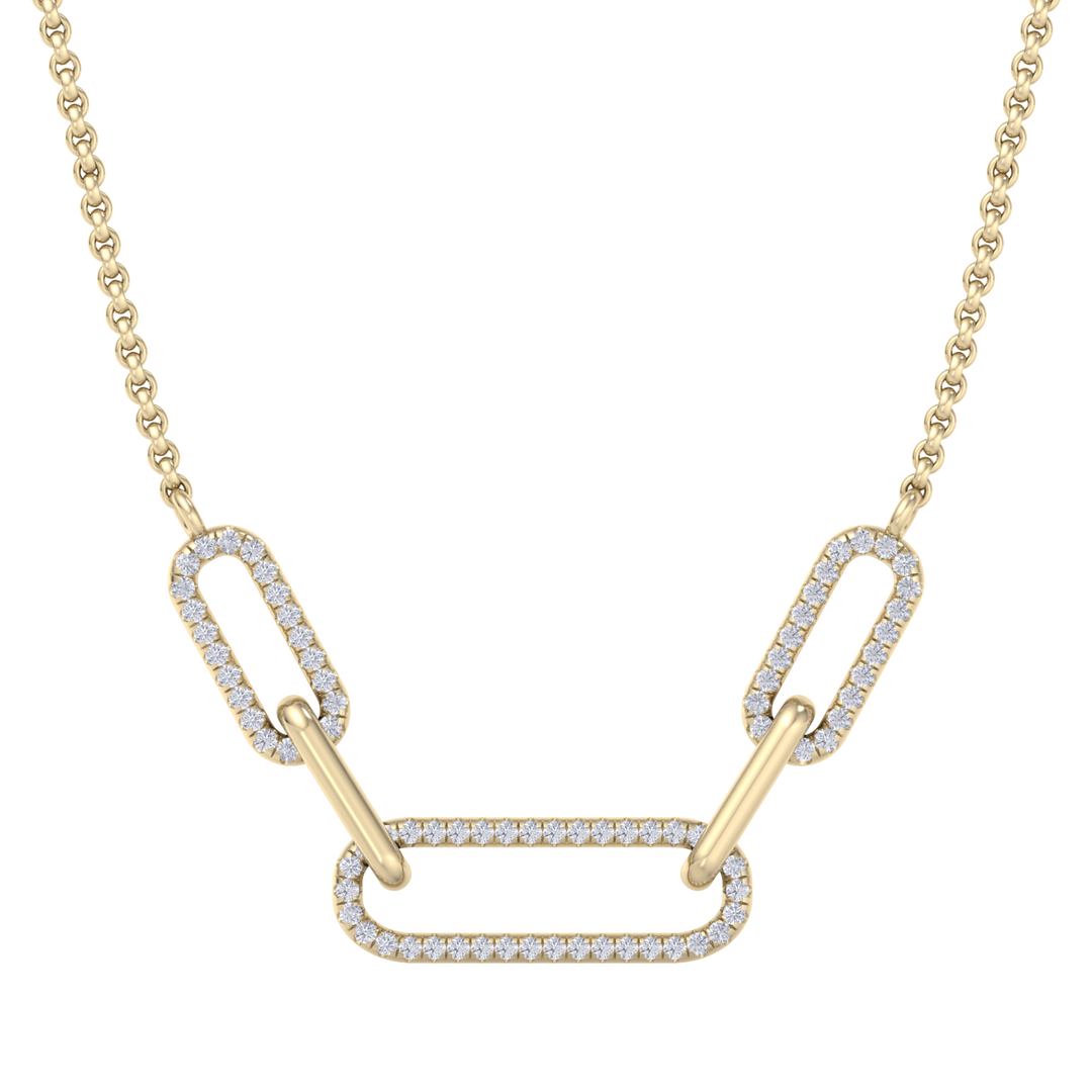 Diamond chain link necklace in yellow gold with white diamonds of 0.33 ct in weight