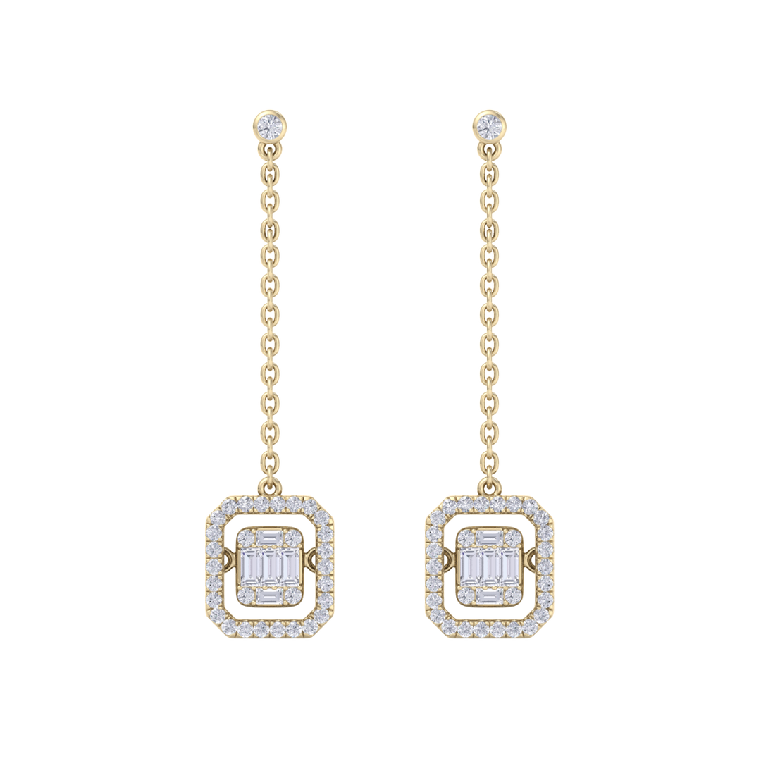 Diamond drop earrings in rose gold with white diamonds of 0.69 ct in weight
