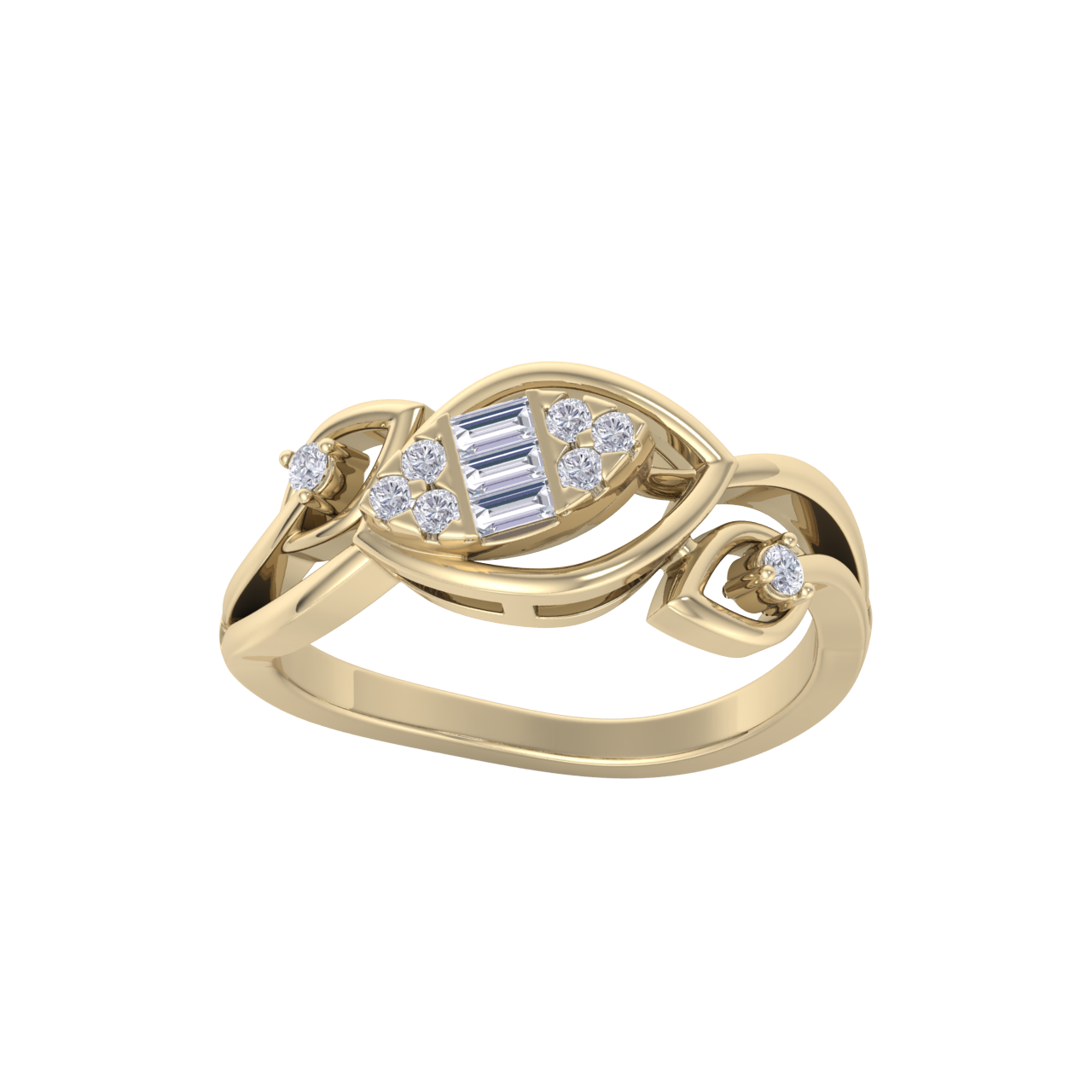 Beautiful ring in yellow gold with white diamonds of 0.21 ct in weight