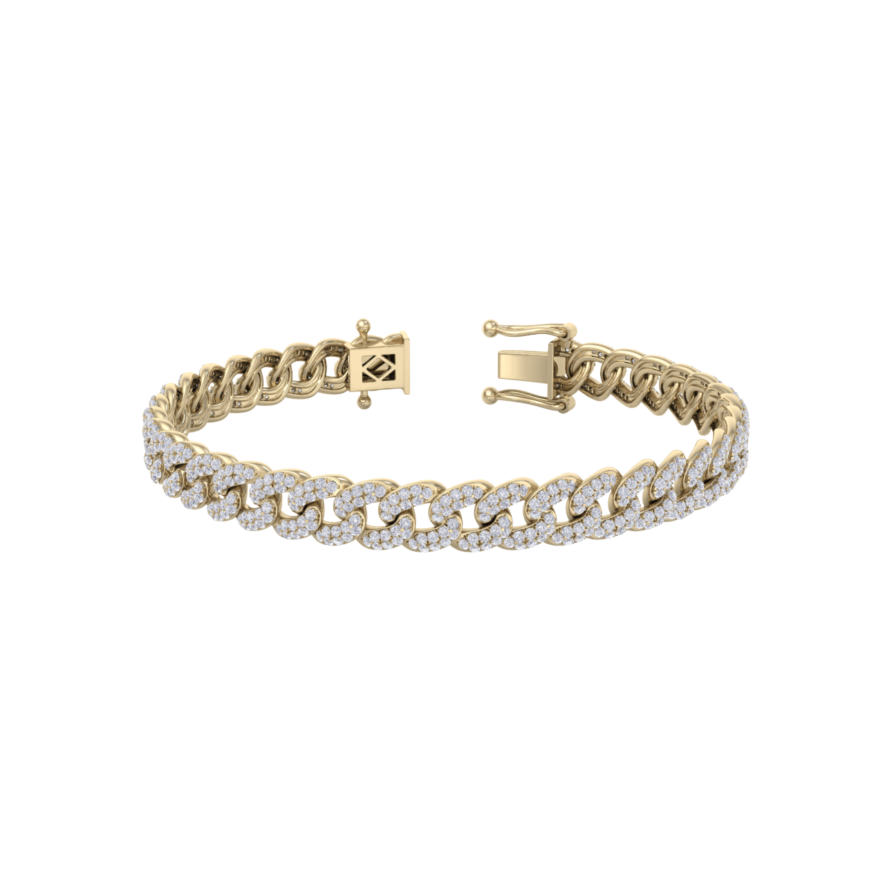 Chain diamond bracelet in yellow gold with white diamonds of 3.95 ct in weight
