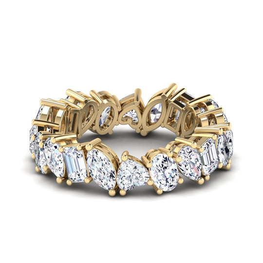 18K gold women's mix fancy prong set eternity band ring VS diamonds 3.23 ct. in weight