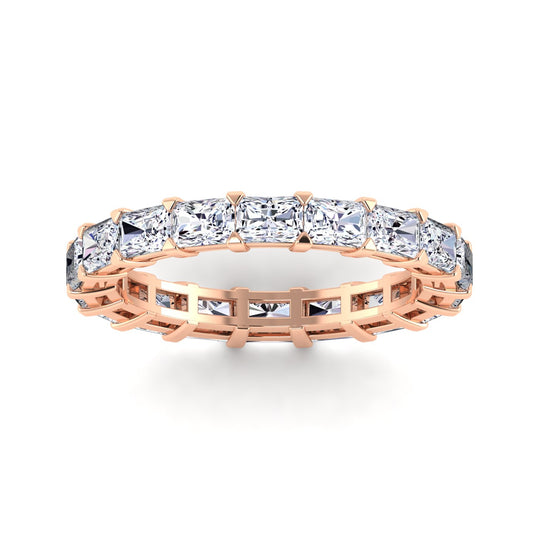 18K gold women's east west radiant set eternity band ring VS diamonds 2.85 ct. in weight