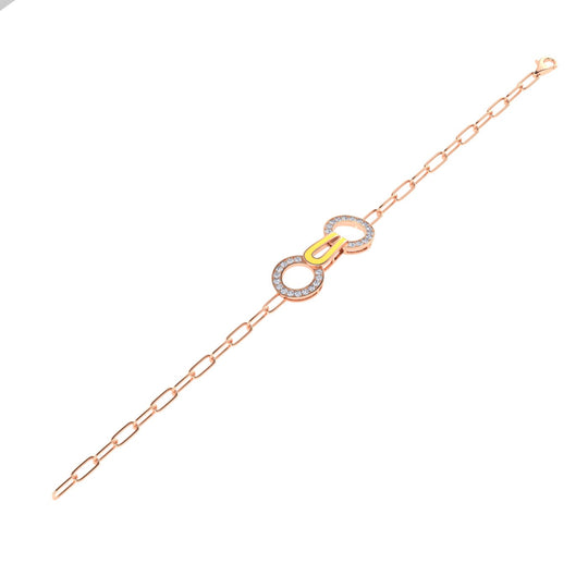 18K gold women's bracelet with pastel yellow enamel VS diamonds 0.64 ct. in weight
