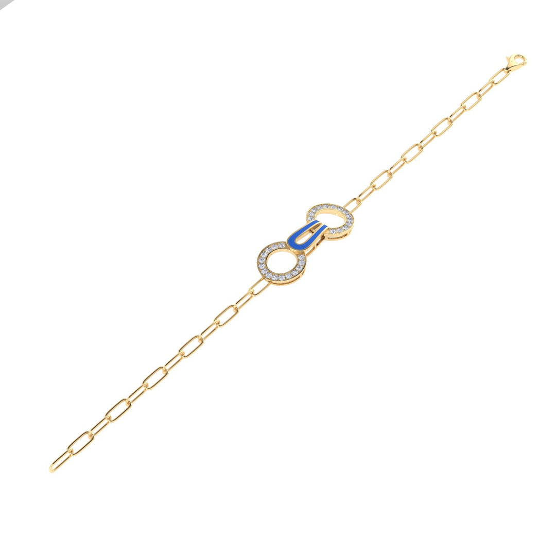 18K gold women's bracelet with blue enamel VS diamonds 0.64 ct. in weight