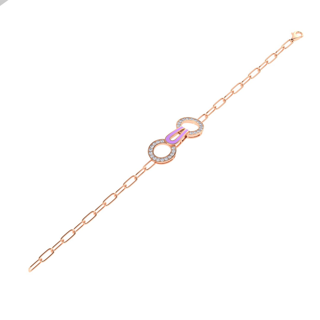 18K gold women's bracelet with lavender enamel VS diamonds 0.64 ct. in weight
