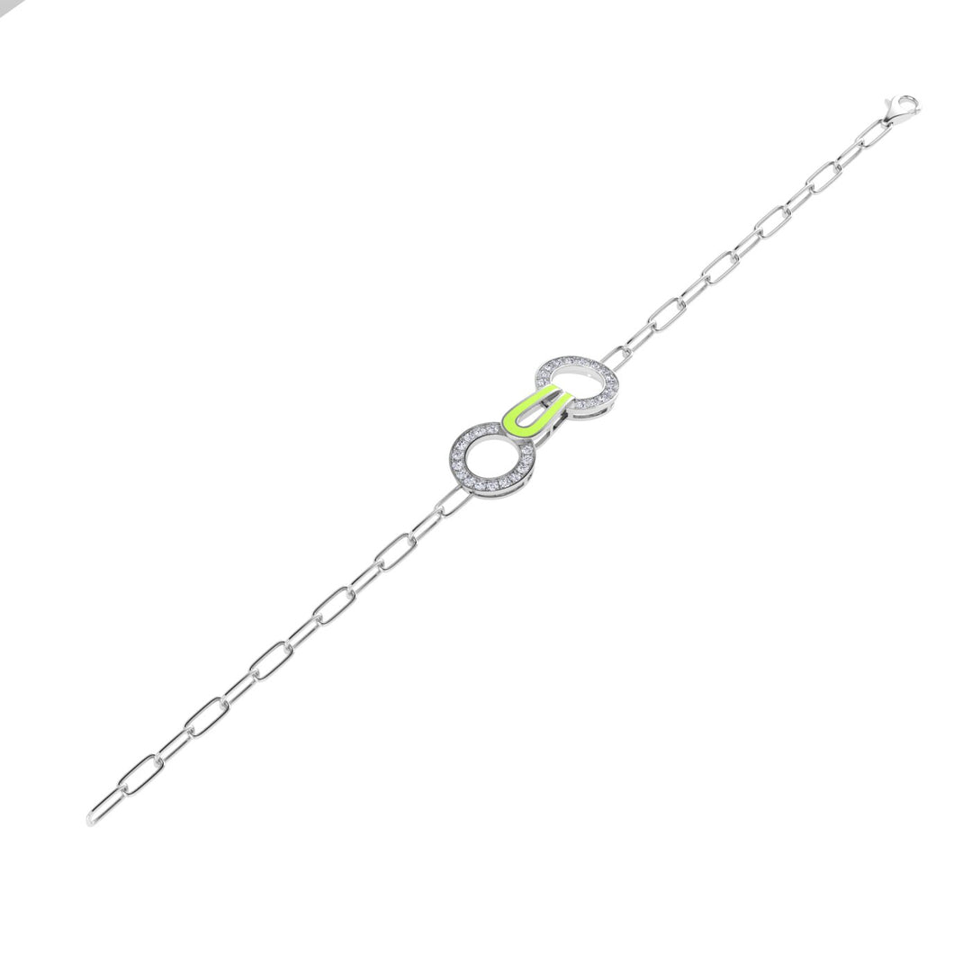 18K gold women's bracelet with pastel green enamel VS diamonds 0.64 ct. in weight