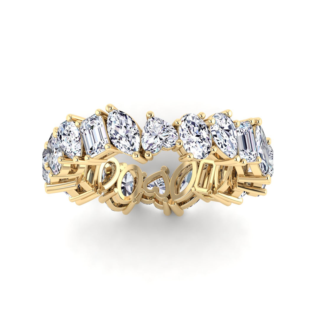 18K gold women's mix fancy prong set eternity band ring VS diamonds 3.23 ct. in weight