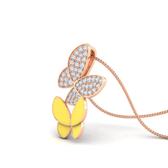 18K gold women's pendant with pastel yellow enamel VS diamonds 0.20 ct. in weight