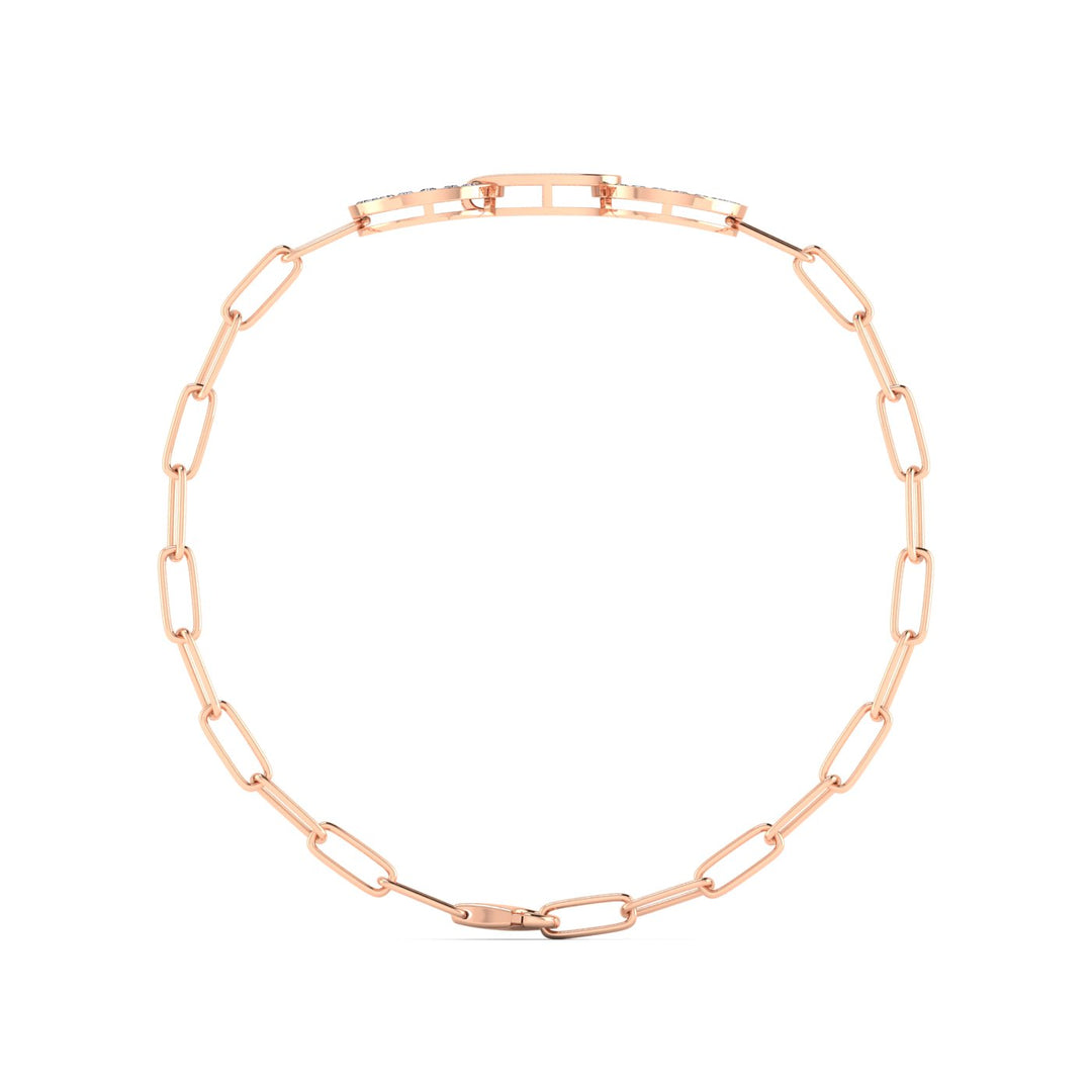 18K gold women's bracelet with white enamel VS diamonds 0.64 ct. in weight