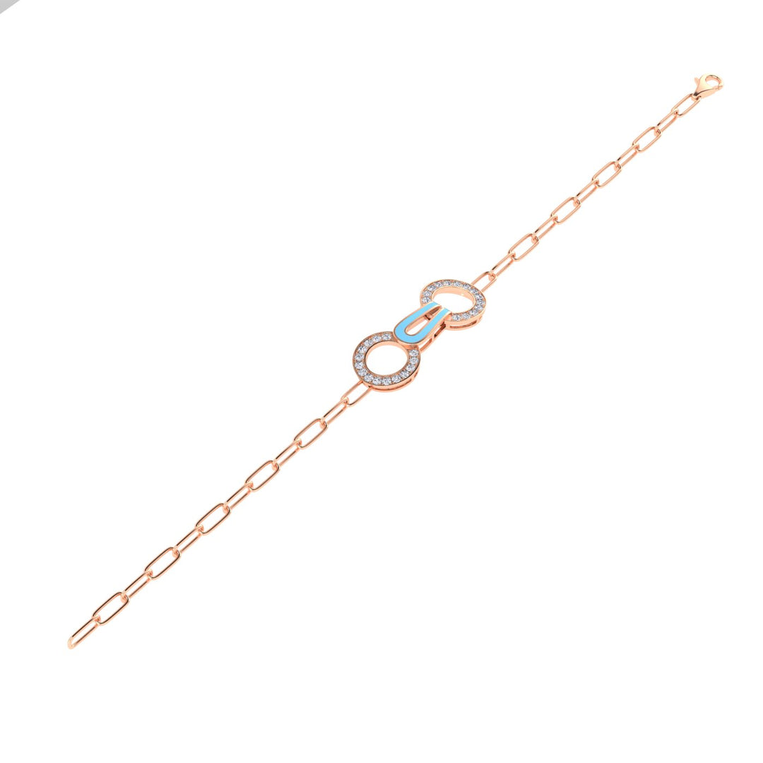 18K gold women's bracelet with pastel blue enamel VS diamonds 0.64 ct. in weight