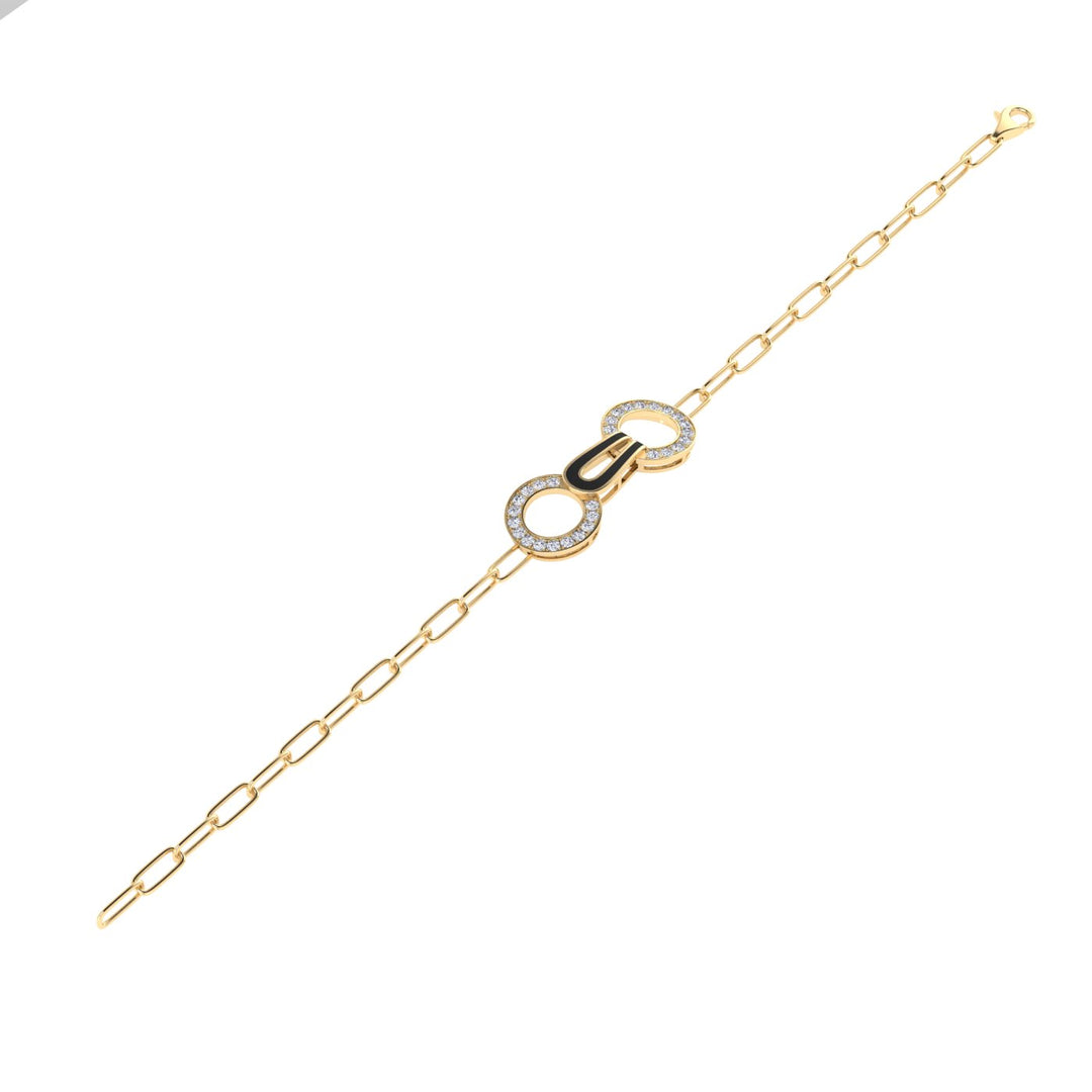 18K gold women's bracelet with black enamel VS diamonds 0.64 ct. in weight