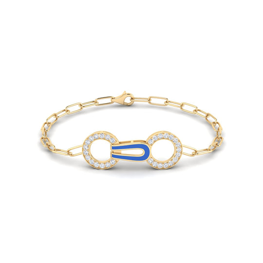 18K gold women's bracelet with blue enamel VS diamonds 0.64 ct. in weight