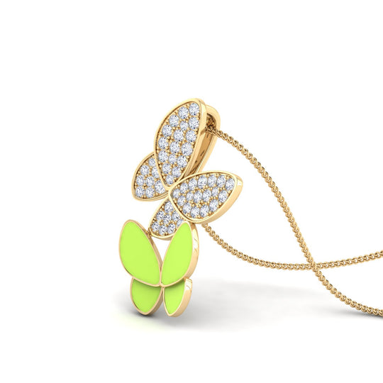 18K gold women's pendant with pastel green enamel VS diamonds 0.20 ct. in weight