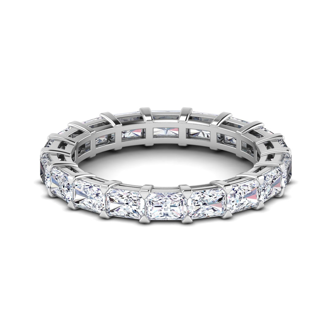 18K gold women's east west radiant set eternity band ring VS diamonds 2.85 ct. in weight