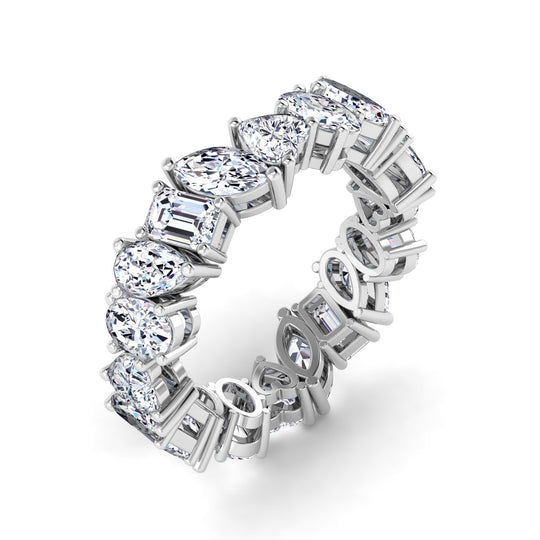 18K gold women's emerald cut prong set eternity band ring diamonds 4.25 ct. in weight