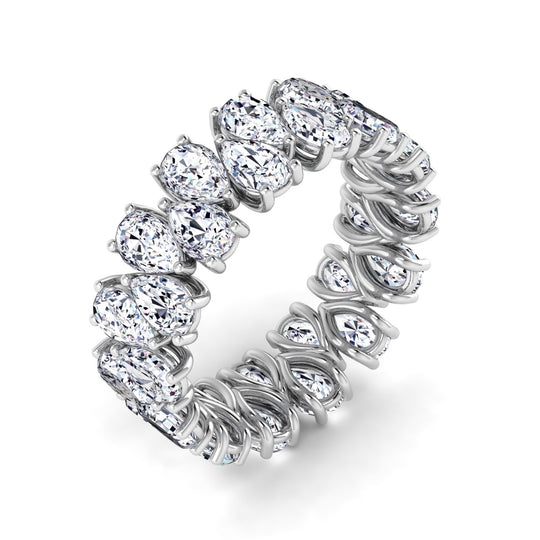 18K gold women's north south pear shaped prong set eternity ring VS diamonds 5.33 ct. in weight