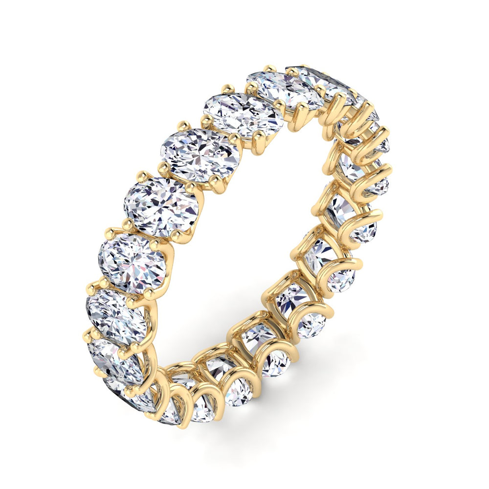 18K gold women's slanted oval prong set eternity band ring VS diamonds 2.75 ct. in weight