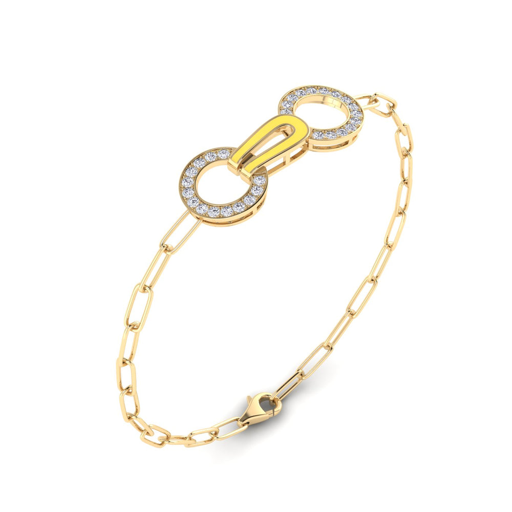 18K gold women's bracelet with pastel yellow enamel VS diamonds 0.64 ct. in weight