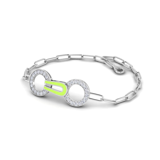 18K gold women's bracelet with pastel green enamel VS diamonds 0.64 ct. in weight