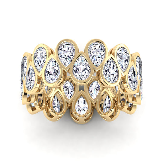18K gold women's north south pear bezel eternity band ring VS diamonds 3.25 ct. in weight