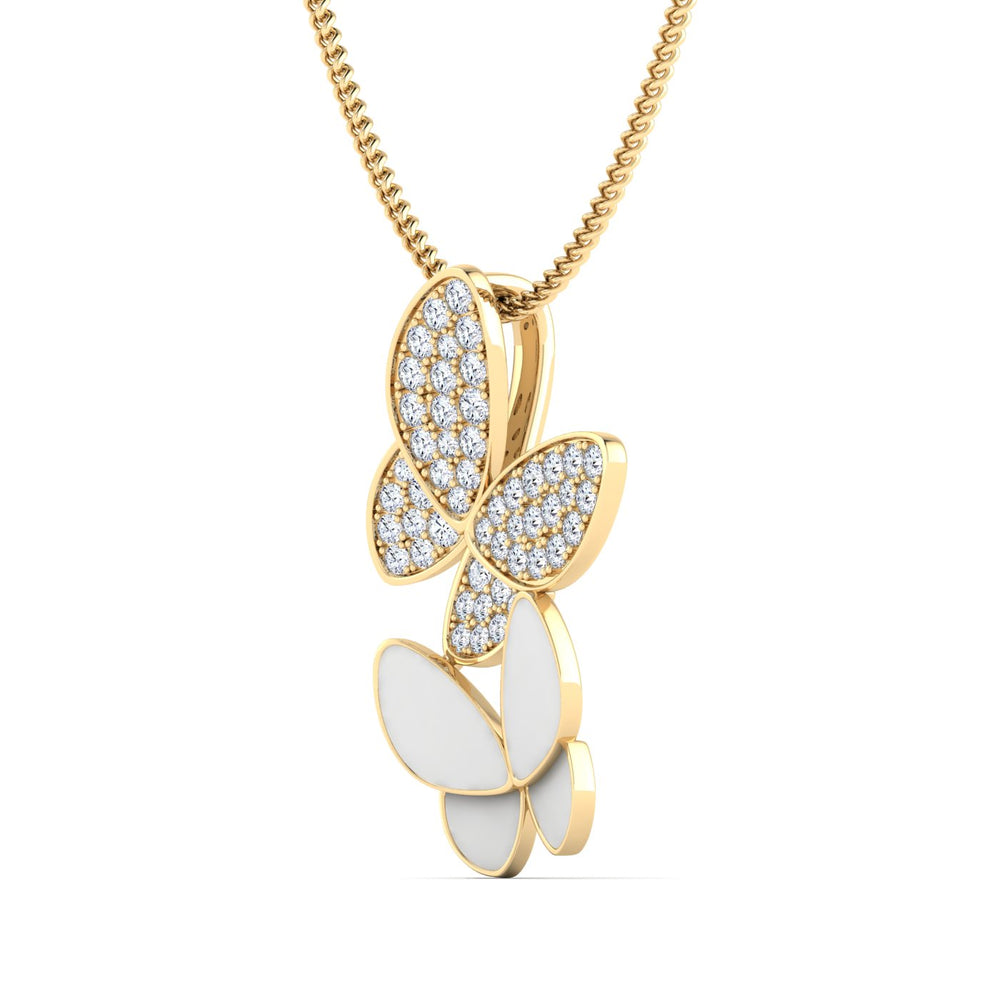 18K gold women's pendant with white enamel VS diamonds 0.20 ct. in weight