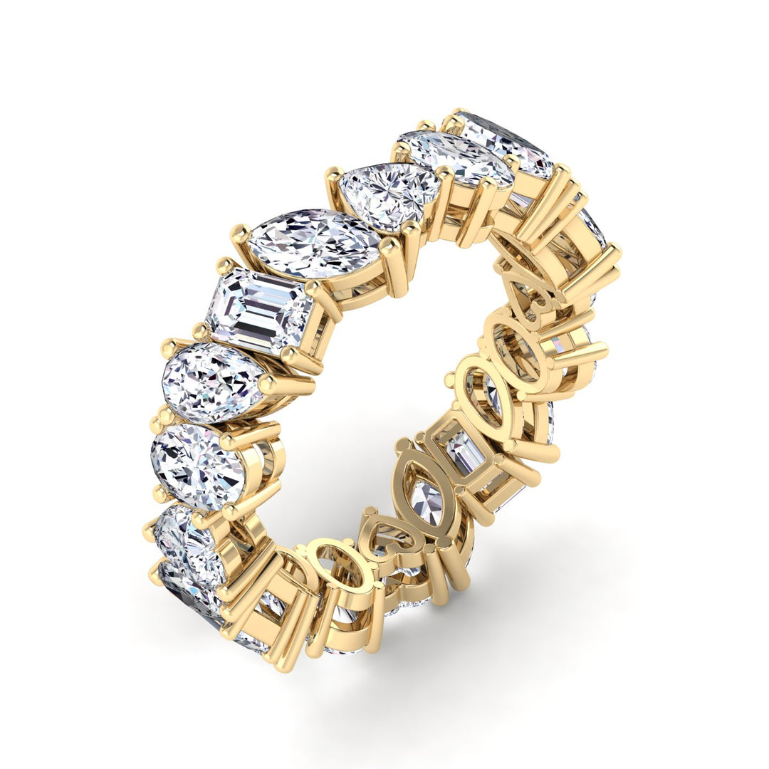 18K gold women's emerald cut prong set eternity band ring diamonds 4.25 ct. in weight