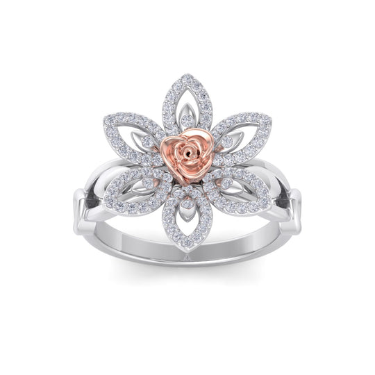 Rose Garden ring in white gold with white diamond of 0.45 ct in weight