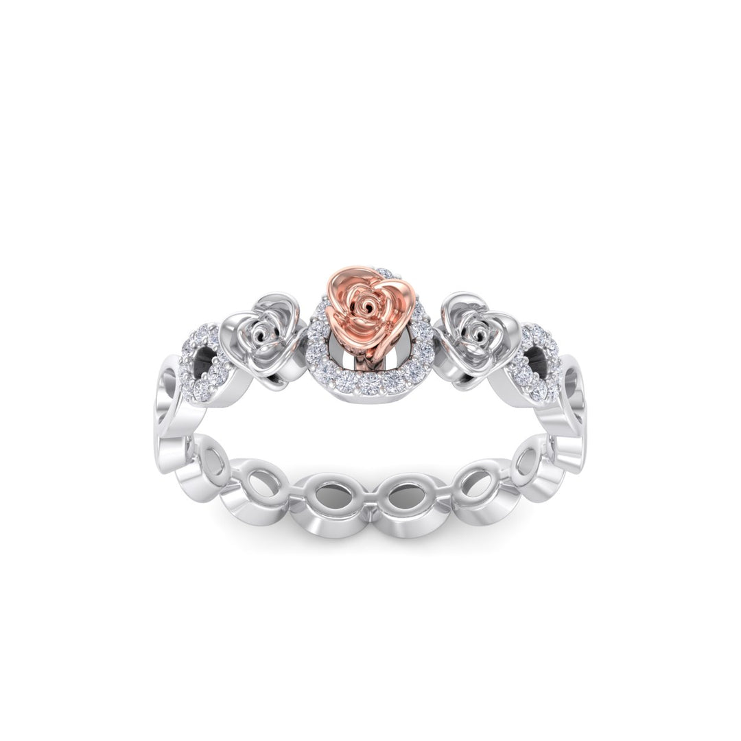 Rose Garden ring in white gold with white diamond of 0.12 ct in weight