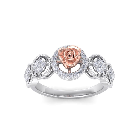 Rose Garden ring in white gold with white diamond of 0.30 ct in weight