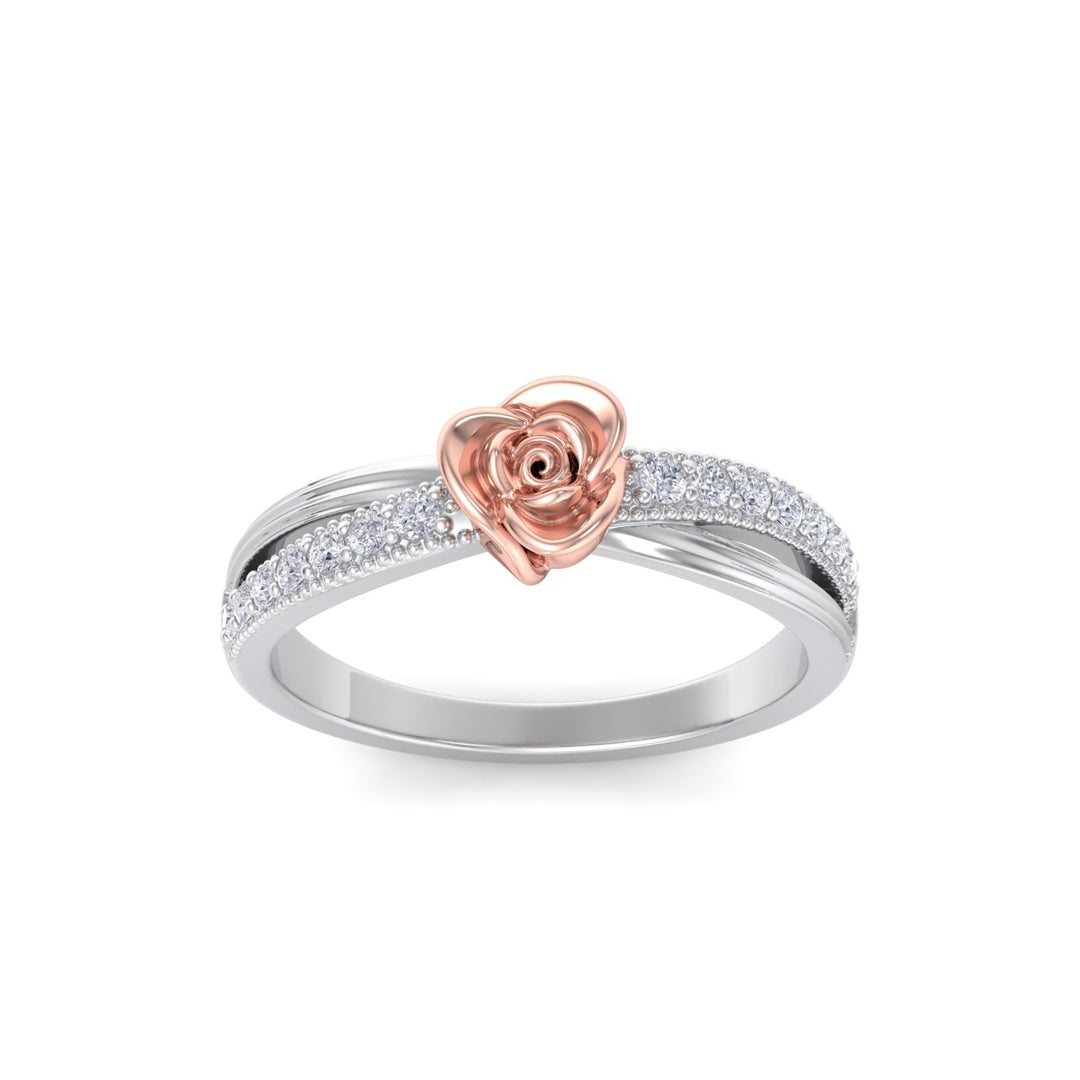 Rose Garden ring in white gold with white diamond of 0.20 ct in weight