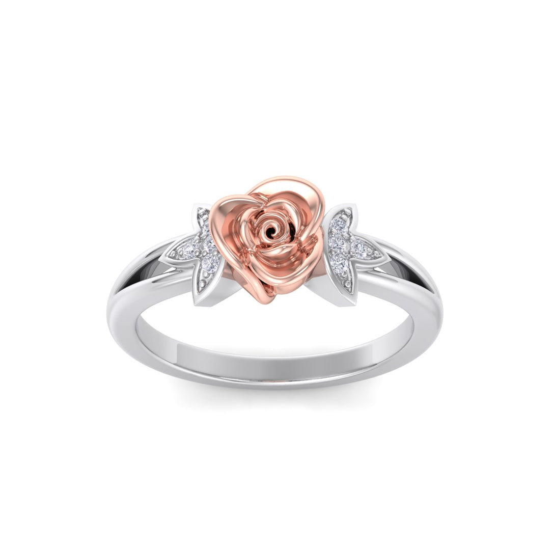 Rose Garden ring in white gold with white diamond of 0.04 ct in weight