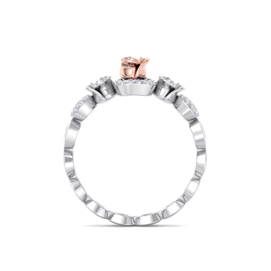 Rose Garden ring in white gold with white diamond of 0.12 ct in weight