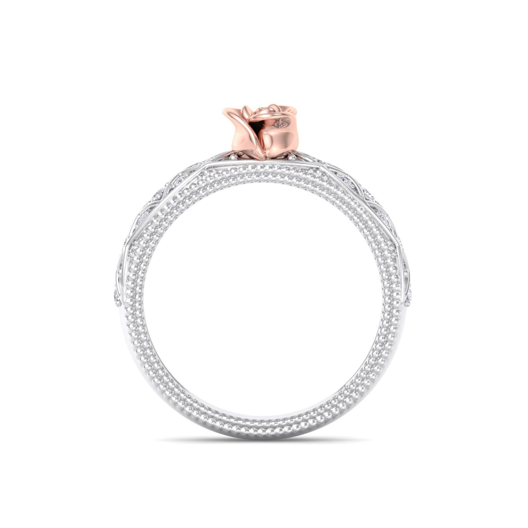 Rose Garden ring in white gold with white diamond of 0.13 ct in weight