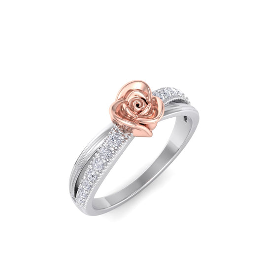 Rose Garden ring in white gold with white diamond of 0.20 ct in weight