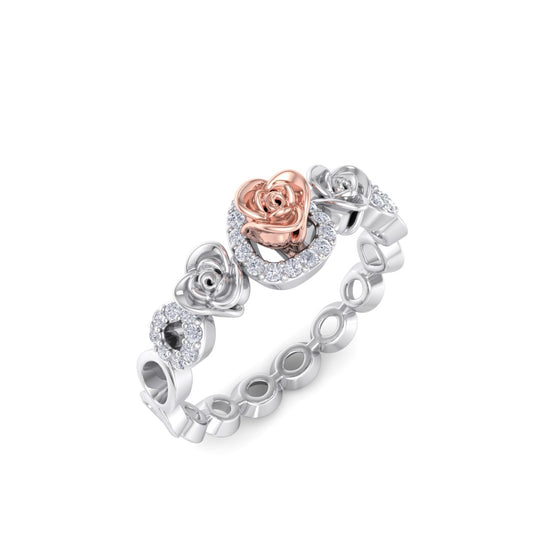 Rose Garden ring in white gold with white diamond of 0.12 ct in weight