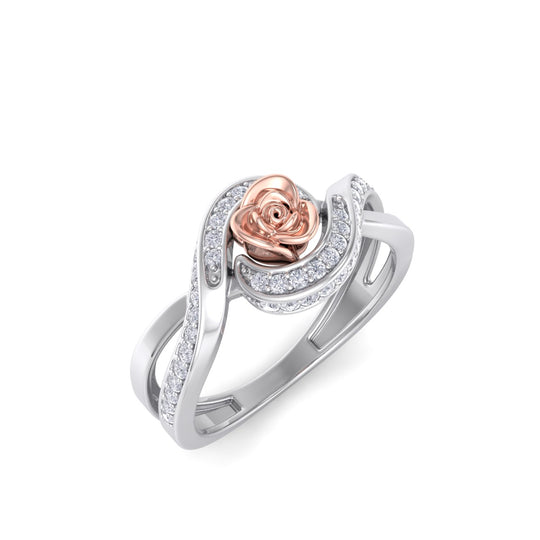 Rose Garden ring in white gold with white diamond of 0.26 ct in weight