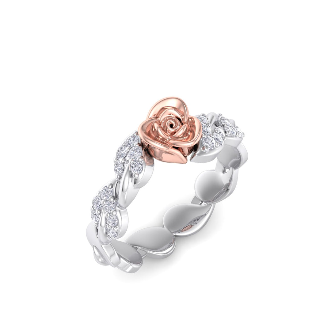 Rose Garden ring in white gold with white diamond of 0.24 ct in weight