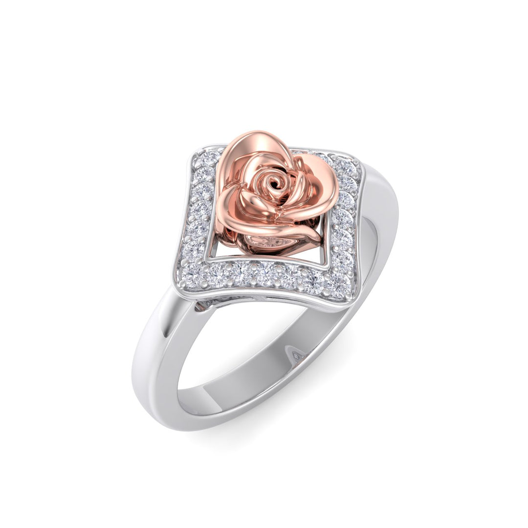 Rose Garden ring in white gold with white diamond of 0.19 ct in weight