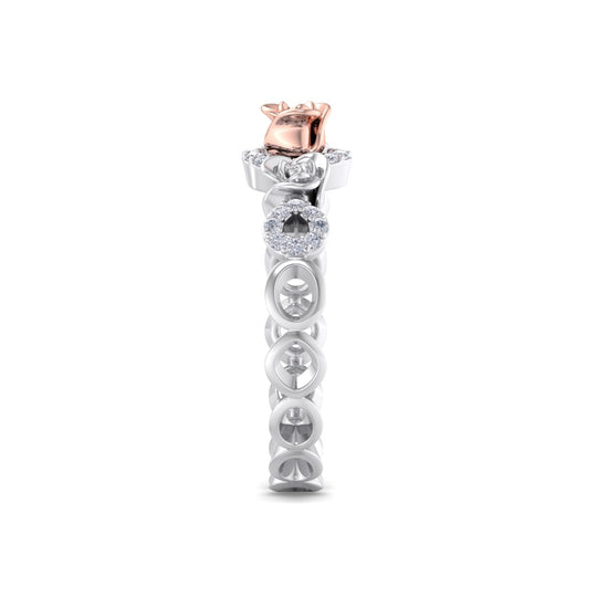 Rose Garden ring in white gold with white diamond of 0.12 ct in weight