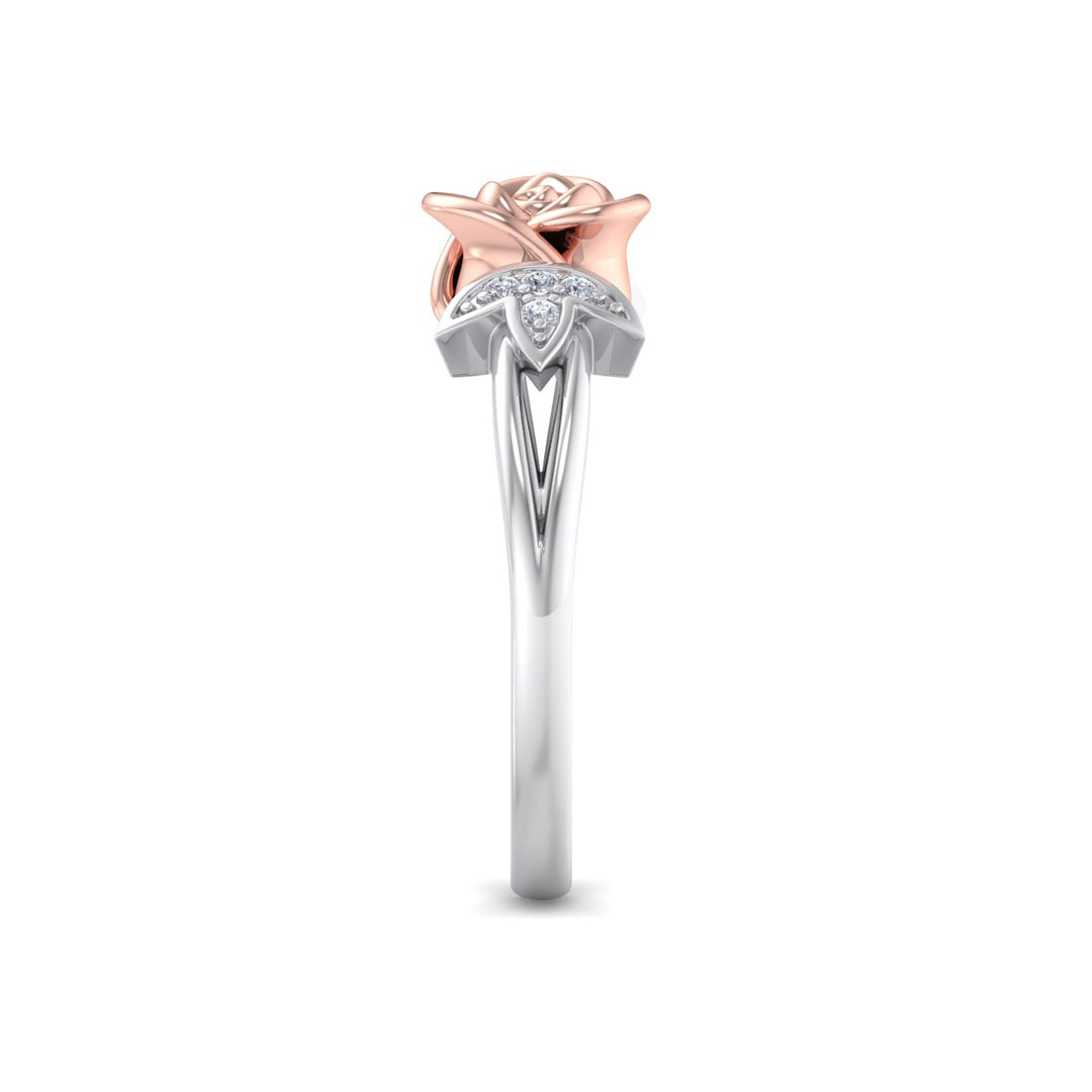 Rose Garden ring in white gold with white diamond of 0.04 ct in weight