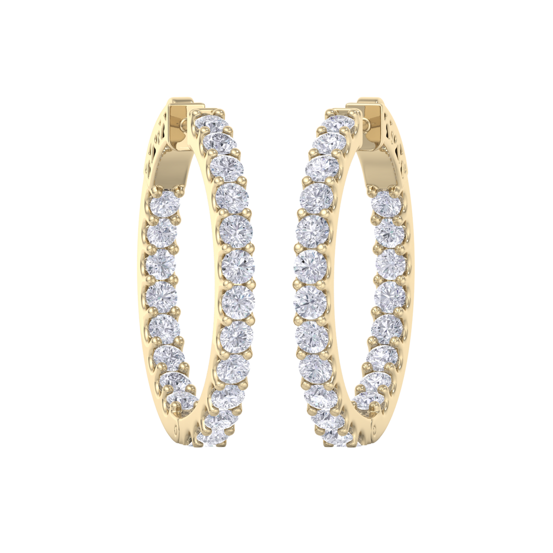 Diamond eternity hoop earrings in rose gold with white diamonds of 4.00 ct in weight 