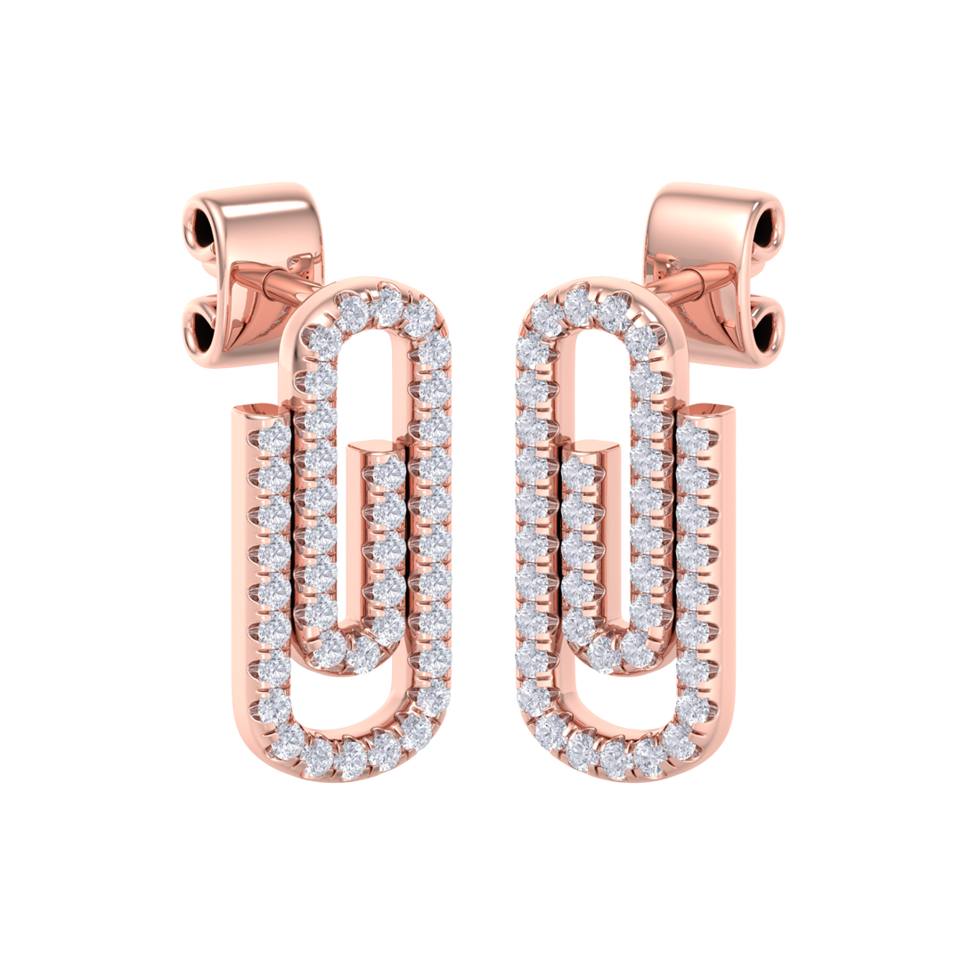 Diamond link earrings in rose gold with white diamonds of 0.33 ct in weight