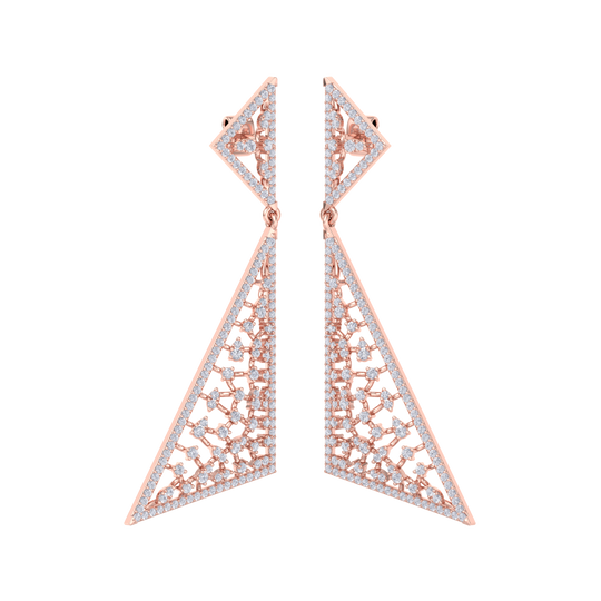 Drop earrings in rose gold with white diamonds of 1.98 ct in weight
