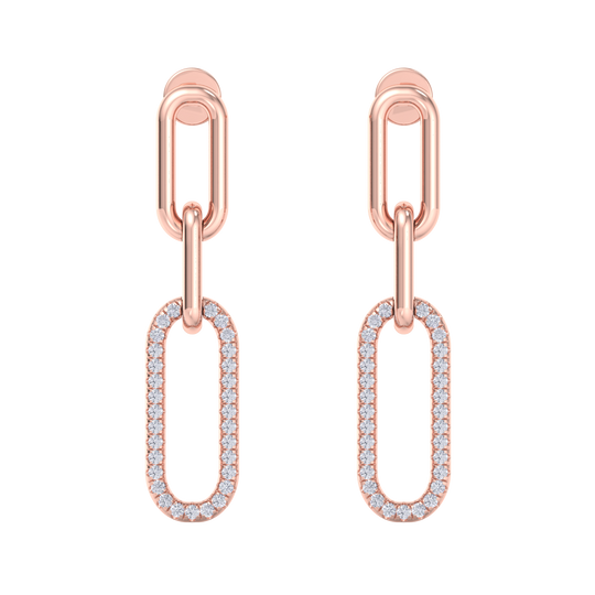 Diamond chain link earrings in white gold with white diamonds of 0.25 ct in weight