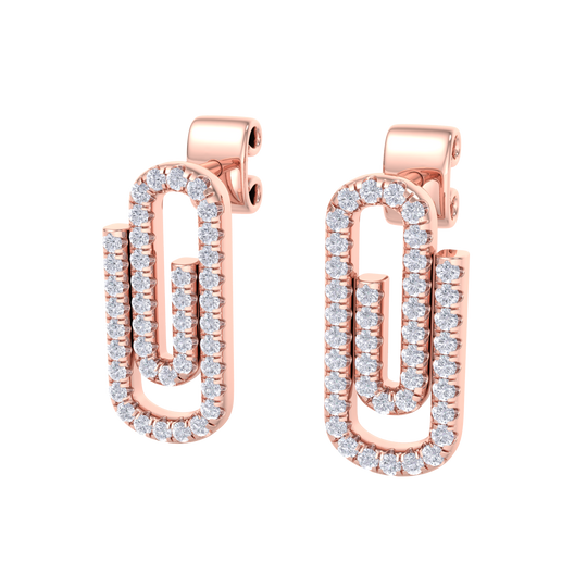 Diamond link earrings in yellow gold with white diamonds of 0.33 ct in weight